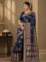 Navy Blue Kalamkari Saree - Image 2