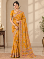 Mustard Yellow Kalamkari Saree - Image 3