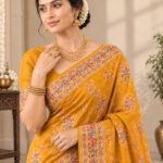 Mustard Yellow Kalamkari Saree