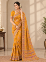 Mustard Yellow Kalamkari Saree - Image 2