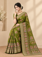 Olive Kalamkari Silk Saree - Image 3