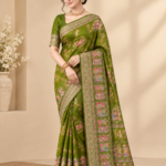 Olive Kalamkari Silk Saree