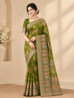 Olive Kalamkari Silk Saree