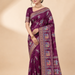 Plum Purple Kalamkari Saree