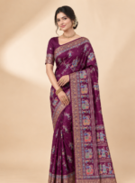 Plum Purple Kalamkari Saree