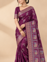 Plum Purple Kalamkari Saree - Image 3