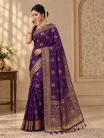 Royal Purple Zari Saree - Image 3