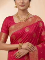 Rani Pink Zari Saree - Image 2