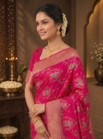 Rani Pink Banarasi Saree - Image 2