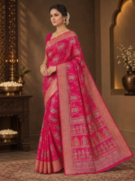 Rani Pink Banarasi Saree - Image 3