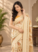 Ivory Artisan Saree