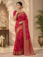 Rani Pink Zari Saree