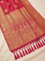 Rani Pink Zari Saree - Image 4